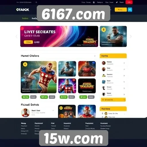 Análise da interface de usuário do site 6167.com